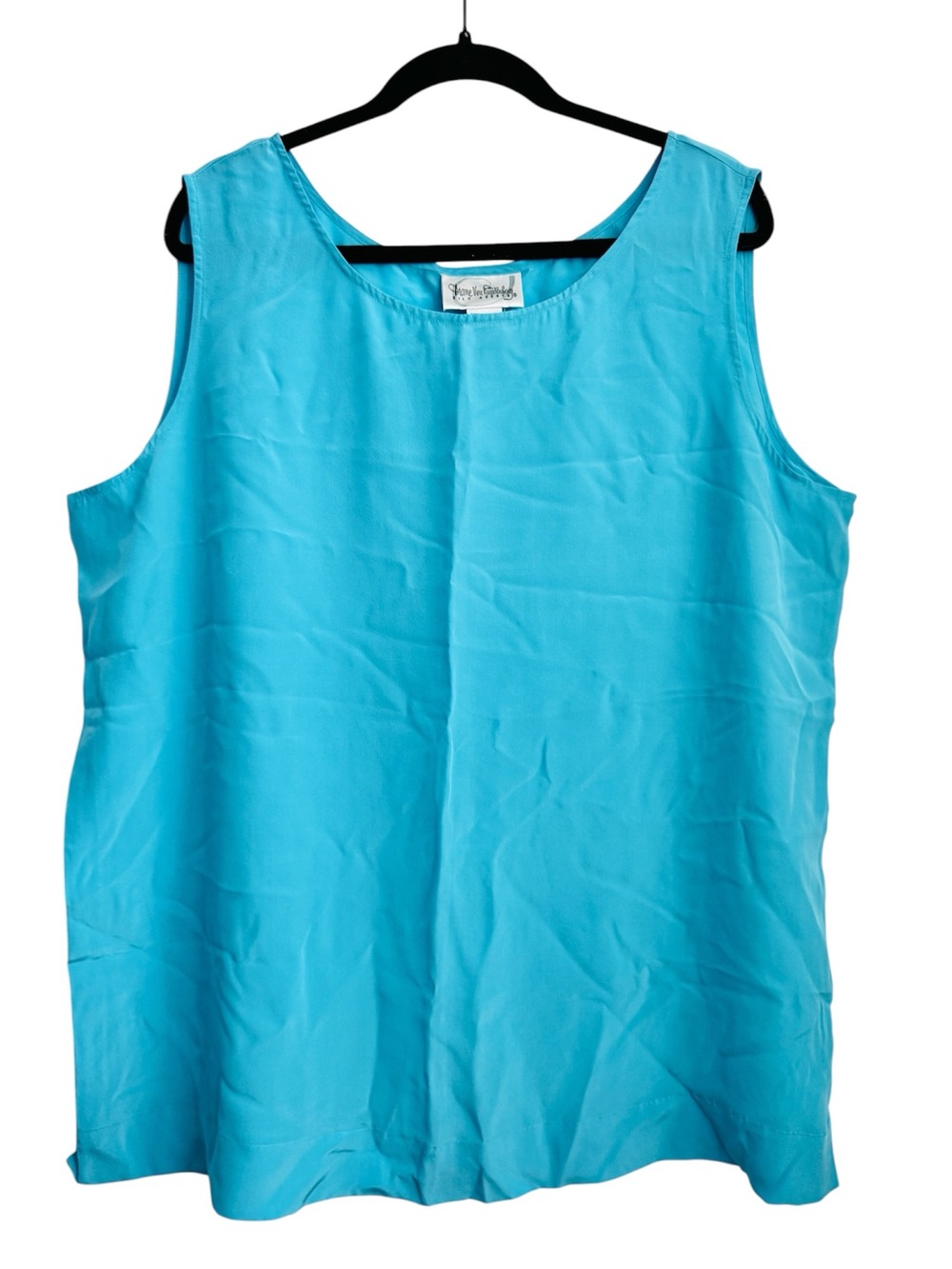 Diane Von Furstenberg Silk Assets Vintage Aqua Tank Top, Size 1X